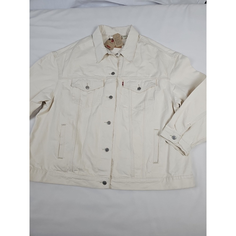 Levi's Women's Trucker Jean Jacket Off White Cream Denim Size 3XL‎